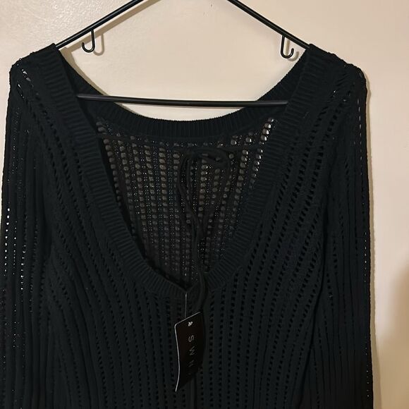 SWNY Black Mesh Sweater Knit Maxi Dress Cover Up medium NWT - Picture 5 of 6